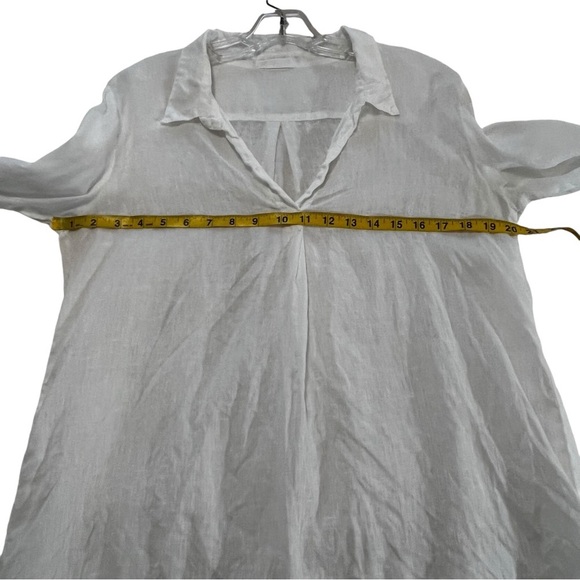CP SHADES Linen Popover V Neck Long Sleeve Tunic Top Blouse White Boho Coastal - Picture 8 of 15